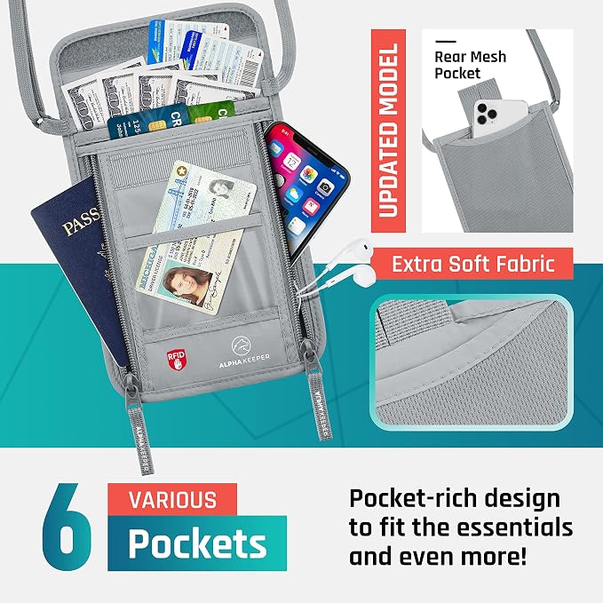 Neck Wallet, Travel Pouch For Passport Holder And Documents, Travel Neck Wallet - Image 4