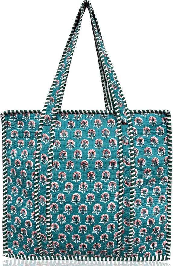 Cotton Quilted Tote Bag for Women – Large Beach & Travel Tote by ThirdEyeExport