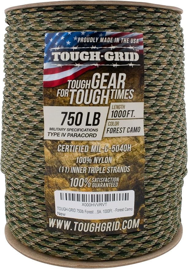 TOUGH-GRID 750 Paracord Rope Nylon Parachute Cord, Made in USA Survival Kit - Image 3