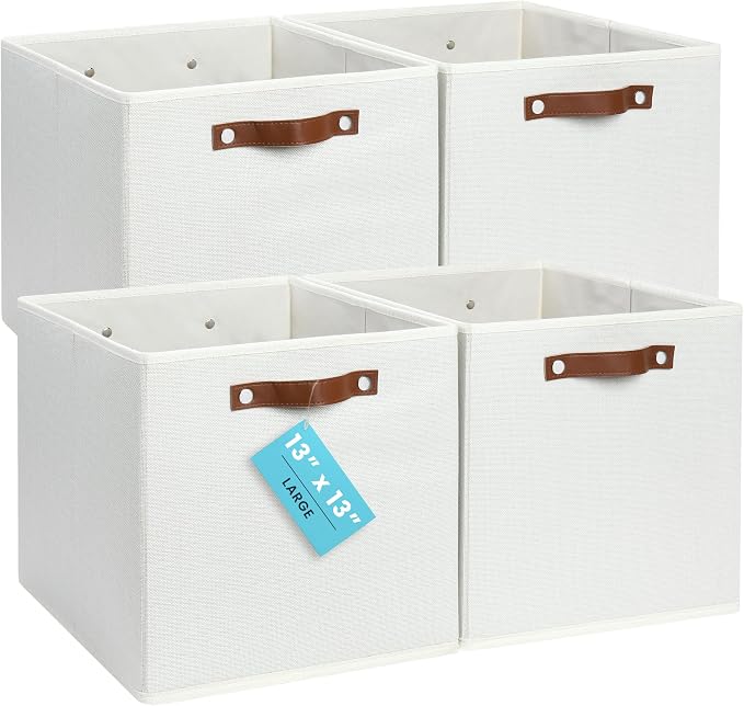 OrganiHaus 13x13 Cube Fabric Storage Bins Set of 4, Fabric Storage Cubes w/ by OrganiHaus