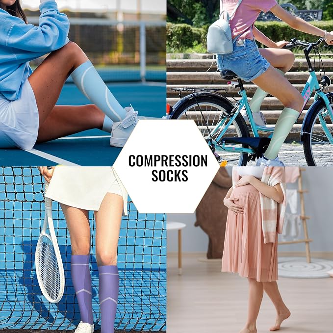 Compression Socks for Women Men Circulation Knee High 8 Pairs for Nurses - Image 6