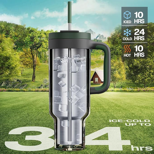 50 oz Camo Tumbler with Handle, 2-in-1 Straw and Sip Lid, Dishwasher Safe - Image 2