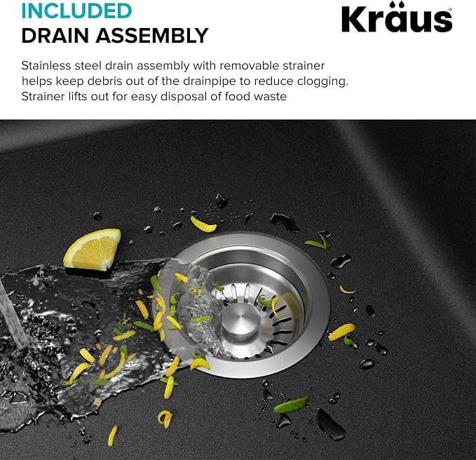 KRAUS Forteza 33-inch Drop In/Undermount 60/40 Double Bowl Granite Kitchen Sink - Image 12