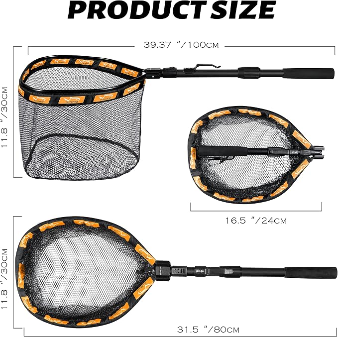 PLUSINNO Floating Fishing Net for Steelhead, Trout Fishing, Rubber Coated - Image 4
