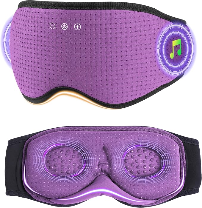 MUSICOZY Sleep Headphones with Bluetooth 5.4 Sleep Mask, Removable 3D Eye Cups by MUSICOZY