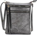 DELUXITY Crossbody Purse Bag Shoulder Bag Multi Pocket Zipper Purse | Pewter by Deluxity