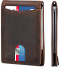 SERMAN BRANDS RFID Blocking Slim Bifold Genuine Leather Minimalist Front Pocket by SERMANBRANDS