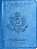 Eoehro Unisex-Adult Passport and Vaccine Card Holder Combo, Sky Blue, Faux by welcometoEoehro
