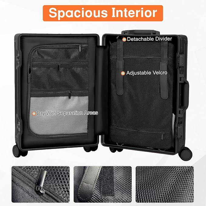 All Aluminum Carry On Luggage 22x14x9 Airline Approved，Hard Shell Carry On - Image 6