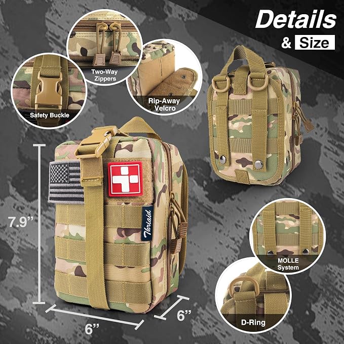 Survival First Aid Kit with Israeli Bandage, Chest Seal, Tactical Military - Image 5
