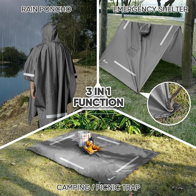 PTEROMY Hooded Rain Poncho for Adult - Image 2