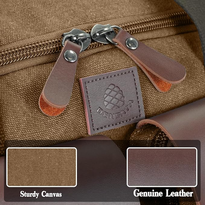 Canvas Duffle Bag for Men 60L Travel Duffel Bags Expandable Genuine Leather - Image 5
