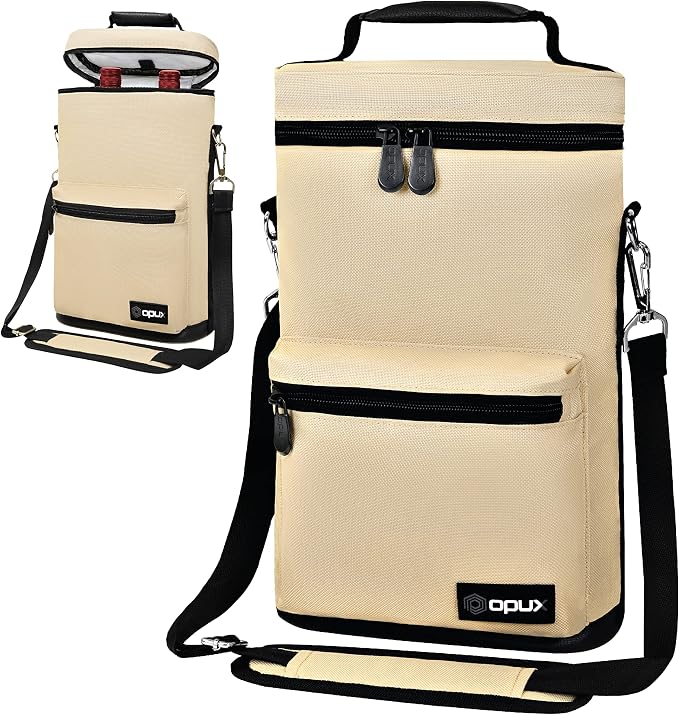 opux Wine Bag 2 Bottle Wine Tote Carrier, Insulated Wine Cooler Bag - Image 8