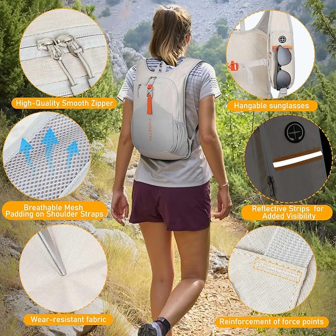 FIORETTO 15L Hiking Backpack for Women Men Mini Packable Backpack Lightweight - Image 3
