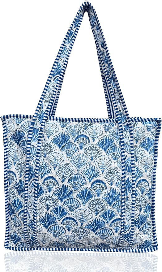 Cotton Quilted Tote Bag for Women – Large Beach & Travel Tote by ThirdEyeExport