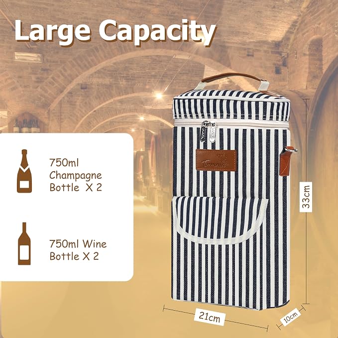 Tirrinia 2 Bottle Wine Gift Tote Carrier - Image 5