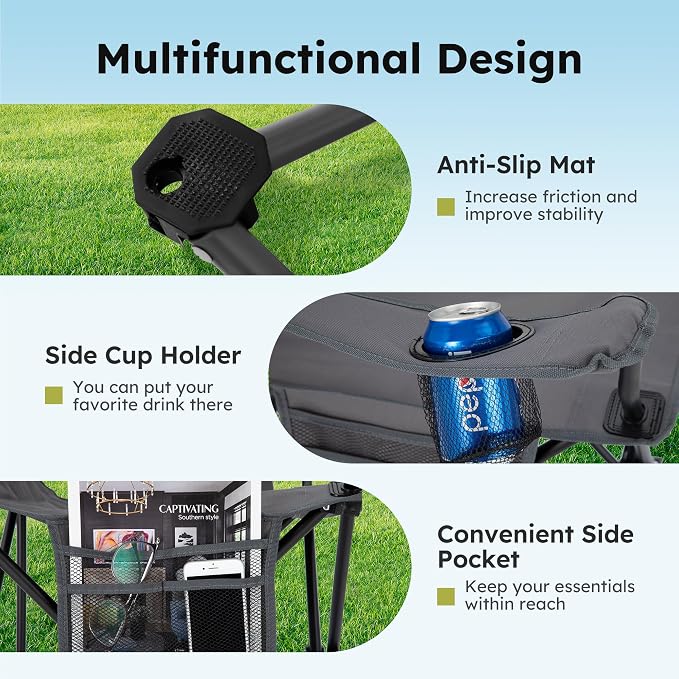 ALPHA CAMP Camping Chair 2 Pack Portable Chair - Image 7