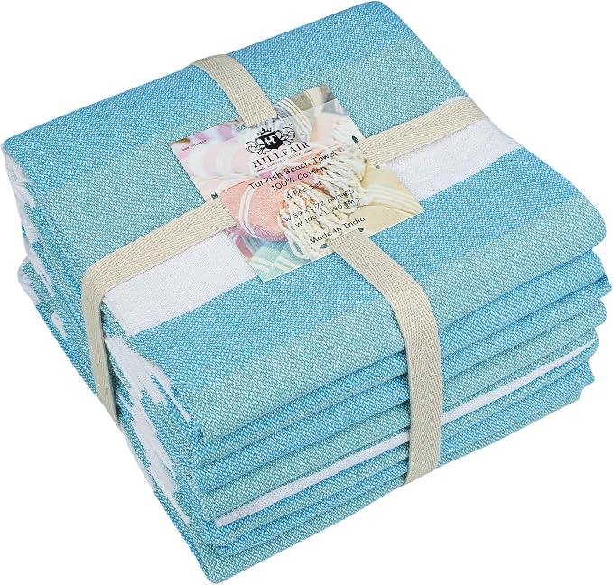 HILLFAIR Cotton Turkish Beach Towels, Quick Dry Lightweight Sand Free Peshtemal - Image 5