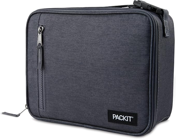 PackIt Freezable Classic Lunch Box, City Charcoal, Built by PackIt
