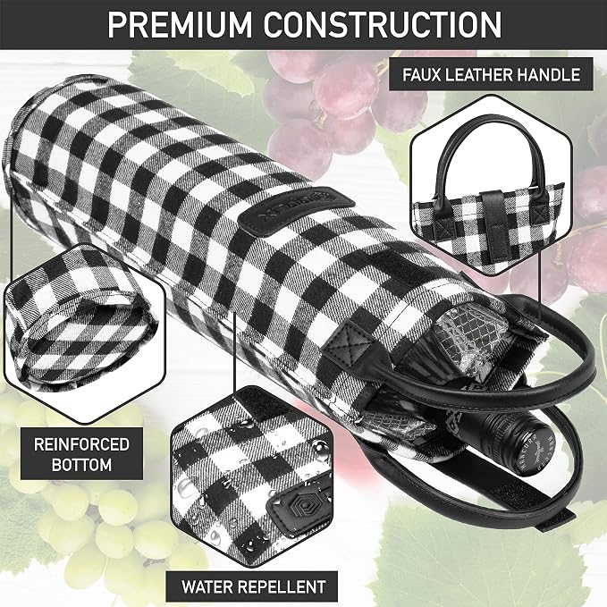 OPUX Wine Bag Single Bottle Carrier Tote, Insulated Travel Wine Cooler Bag - Image 5