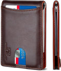 SERMAN BRANDS RFID Blocking Slim Bifold Genuine Leather Minimalist Front Pocket by SERMANBRANDS