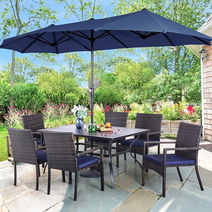 PHI VILLA Patio Wicker Chair Set of 2, Outdoor Modern PE Rattan Armchair - Image 5