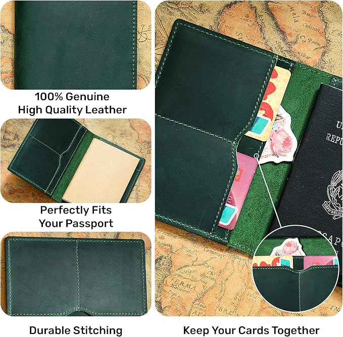 HIFA Leather Passport Holder, Handmade Passport Cover - Image 2