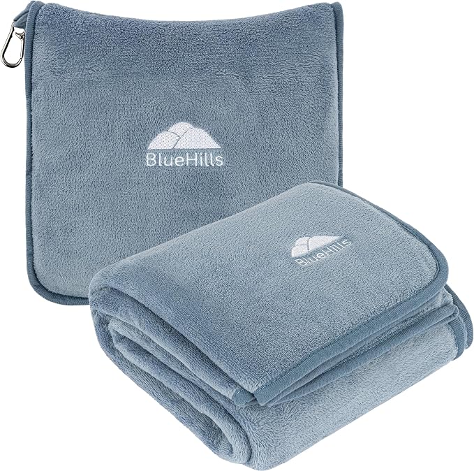 BlueHills Premium Soft Long Travel Blanket Pillow by BlueHills