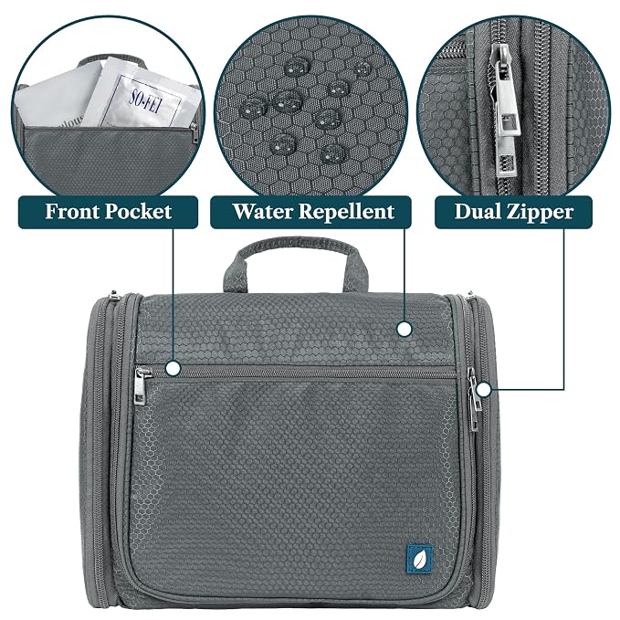 PAVILIA Large Hanging Toiletry Bag Travel Bag Women Men, Cosmetic Organizer - Image 4