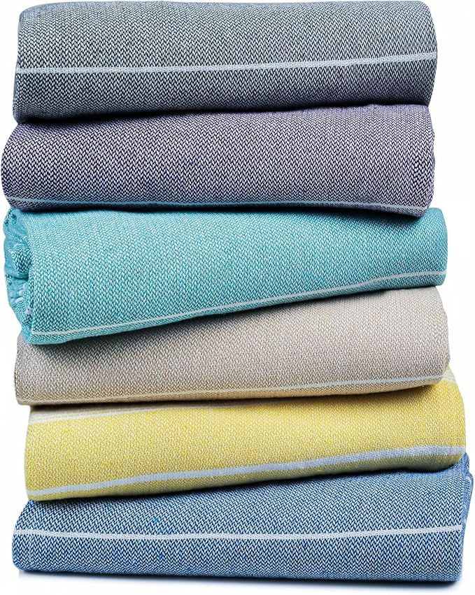 HILLFAIR Cotton Turkish Beach Towels- Lightweight Sand Free Peshtemal Hammam - Image 8