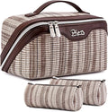 Travel Makeup Bag for Women: Large Capacity Open Flat Make up Bag Set of 3 by BOYATU