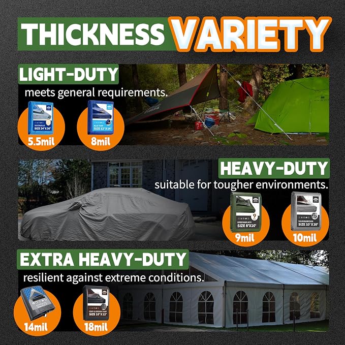 15x30 Feet Tarp Waterproof, 9Mil Thick, Finished Size Tarps, UV Resistant - Image 8