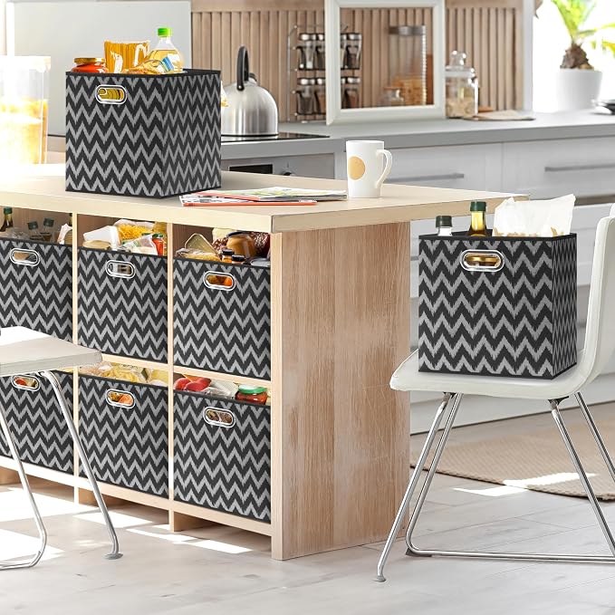 SIMPLE HOUSEWARE 13-Inch Collapsible Fabric Cube Storage Bin - Image 7