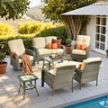 HOOOWOOO Patio Furniture Set, 7 Pieces Outdoor Conversation Set, All Weather by DesignforBetterLife