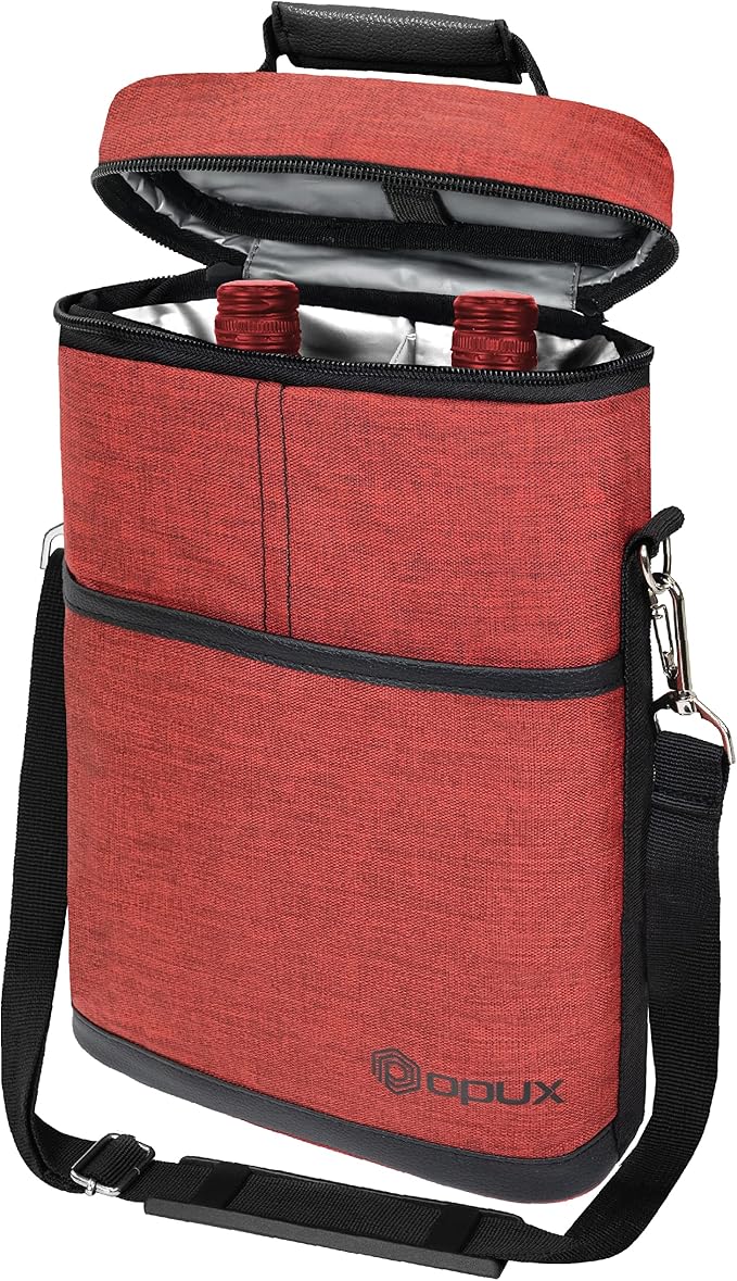 opux 2 Bottle Wine Carrier Tote, Insulated Leakproof Wine Cooler Bag, Wine by OPUX
