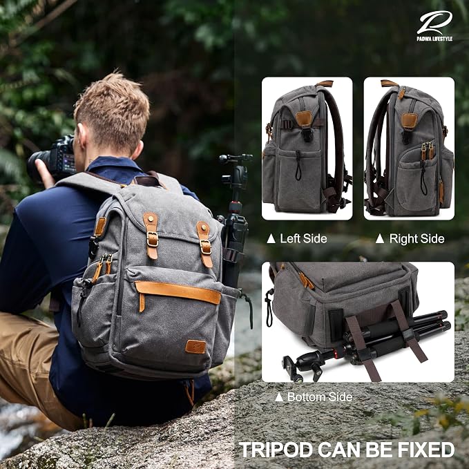 Padwa Lifestyle Gray Camera Backpack - Image 8