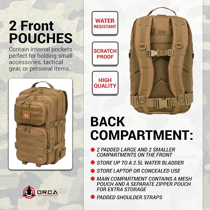 Backpack 40L Large Military 1 to 3 Day Molle Assault Pack Rucksack Army Bag - Image 5