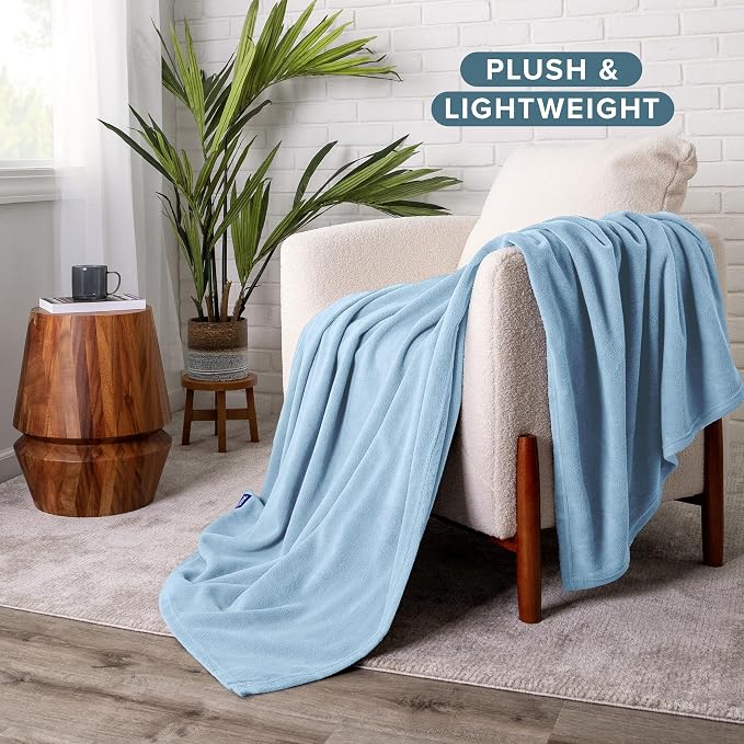 Bare Home Lightweight Polar Fleece Blanket Light Blue Twin/Twin XL - Image 6
