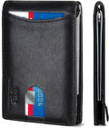 SERMAN BRANDS RFID Blocking Slim Bifold Genuine Leather Minimalist Front Pocket by SERMANBRANDS
