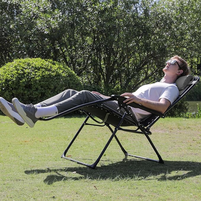 Oversized Padded Zero Gravity Lounge Chair Set of 2, Foldable Patio Anti - Image 6