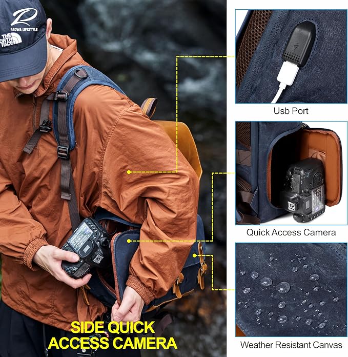 Padwa Lifestyle Blue Camera Backpack - Image 5
