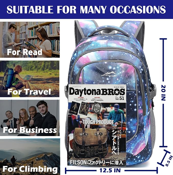 Galaxy Backpack for College Sturdy Bookbag Travel Business - Image 7