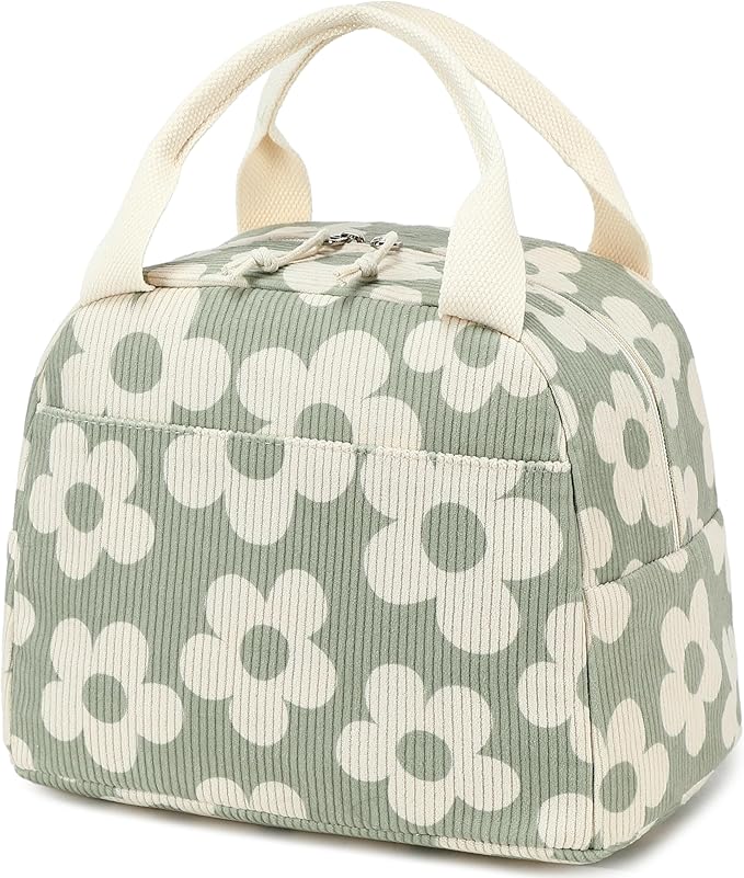Bluboon Lunch Bag for Women Men Cute Corduroy Lunch Tote Bags Reusable - Image 9