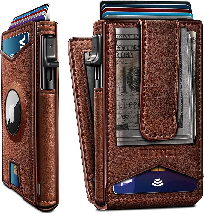 Airtag Wallet for Men, with Money Clip Gift Boxed, Slim Front Pocket Wallet by Miyozi