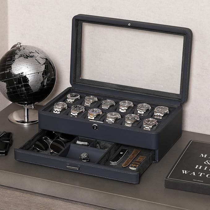 ROTHWELL Luxury Watch Box for 12 Watches – PU Leather Watch Box - Image 2