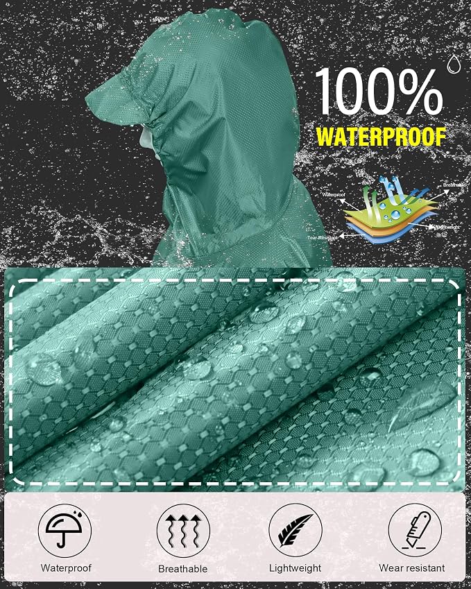 iCreek Hooded Rain Poncho with Pocket Waterproof Lightweight Unisex Raincoat - Image 2