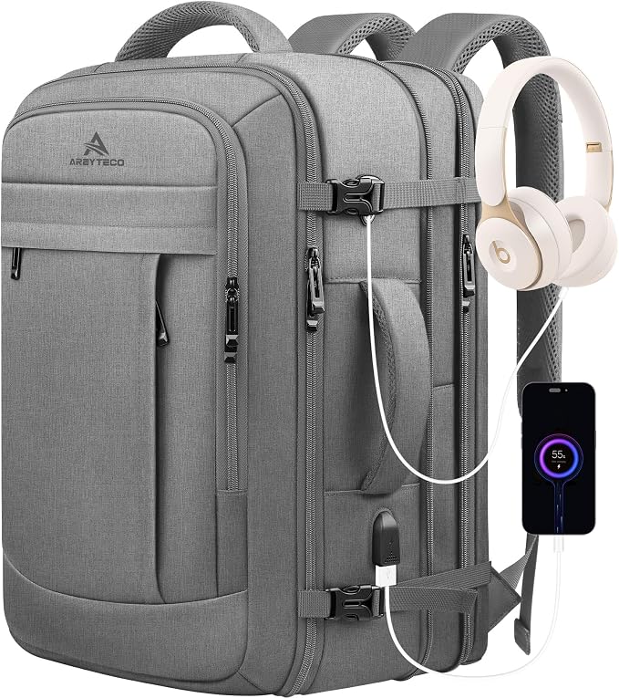 Carry On Backpack, 50L Extra Travel Laptop Backpack by AREYTECO