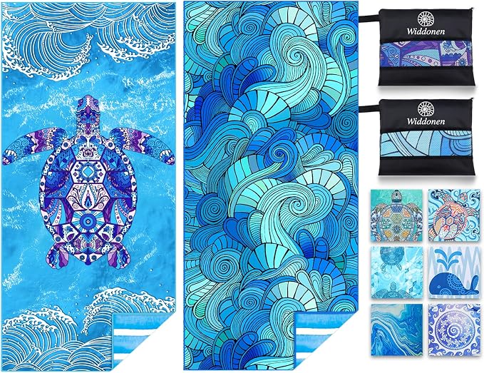 2 Pack Microfiber Lightweight Beach Towel Sand Free Quick Dry Absorbent Thin by WIDDONEN