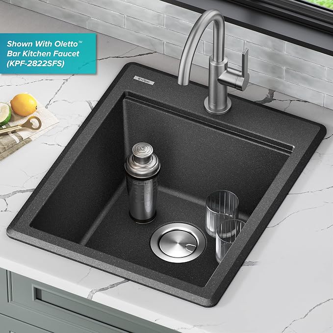 KRAUS Bellucci 18-inch Granite Workstation Drop In Top Mount Single Bowl - Image 13
