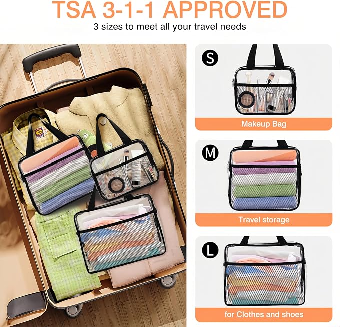 XEWEA Large Small Clear Travel Toiletry Bags - Image 4